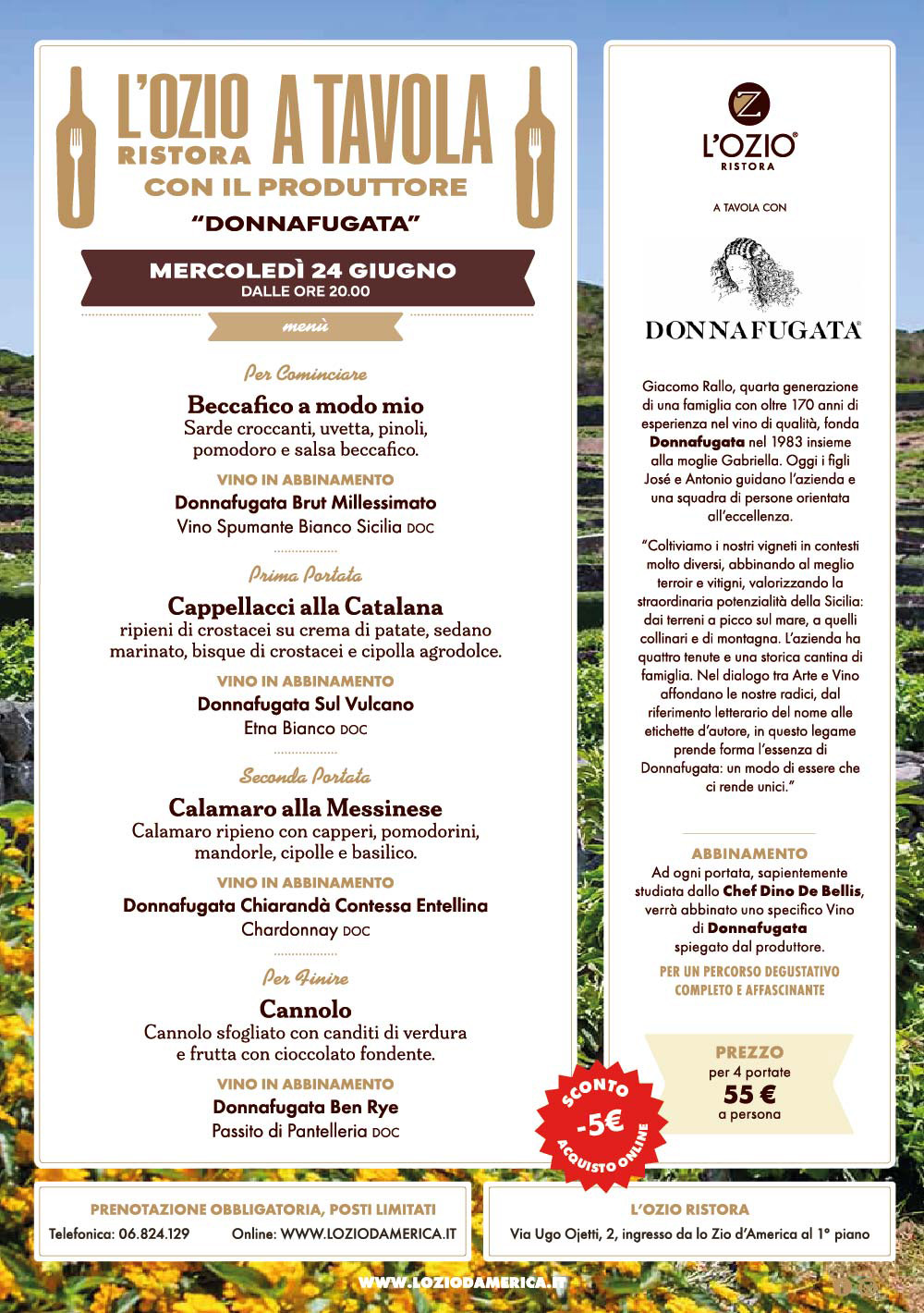 ZIO Cena Produttore DONNA FUGATA_ Bollino A cena con il produttore – Donnafugata - immagine 1
